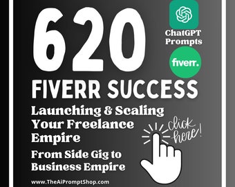 620 ChatGPT Fiverr Prompts | 31 Verschiedene Themen | KI | Digitaler Download | Sofortiger Zugriff