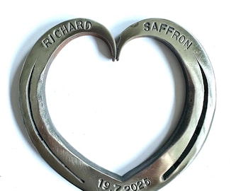 FREE ENGRAVING - 6th Iron Wedding Anniversary | Horseshoe Heart - Real Genuine Horseshoe Hand Forged - Personalised Gift For Couples