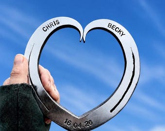 6th Wedding Anniversary Gift - Engraved Iron Horseshoe Heart | Personalised Iron Anniversary Keepsake