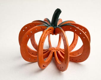 Horseshoe Pumpkin Halloween Decor - Handmade Metal Pumpkin Autumn Decoration