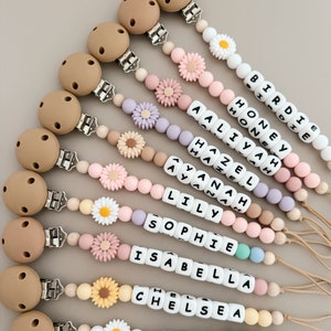 Personalised Daisy Dummy Chain Pacifier Chain Dummy Holder Personalised Dummy Chain zdjęcie 1