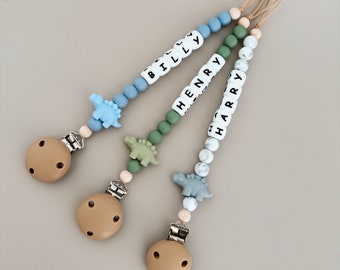 Personalised Little Dino Dummy Chain | Pacifier Chain | Dummy Holder | Personalised Dummy Chain