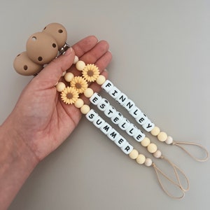 Personalised Daisy Dummy Chain Pacifier Chain Dummy Holder Personalised Dummy Chain zdjęcie 6