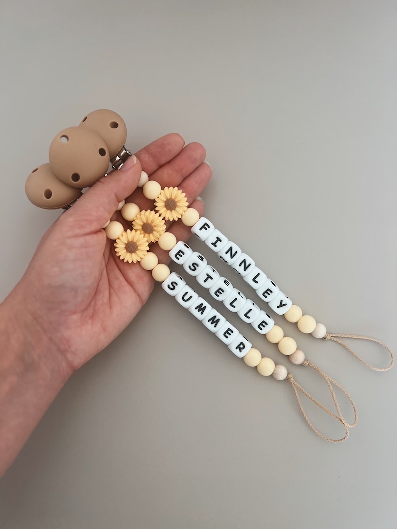 Personalised Daisy Dummy Chain Pacifier Chain Dummy Holder Personalised Dummy Chain zdjęcie 6