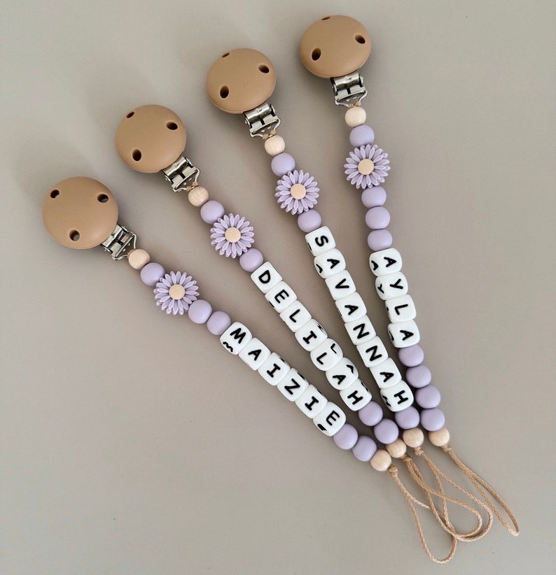 Personalised Daisy Dummy Chain Pacifier Chain Dummy Holder Personalised Dummy Chain zdjęcie 7