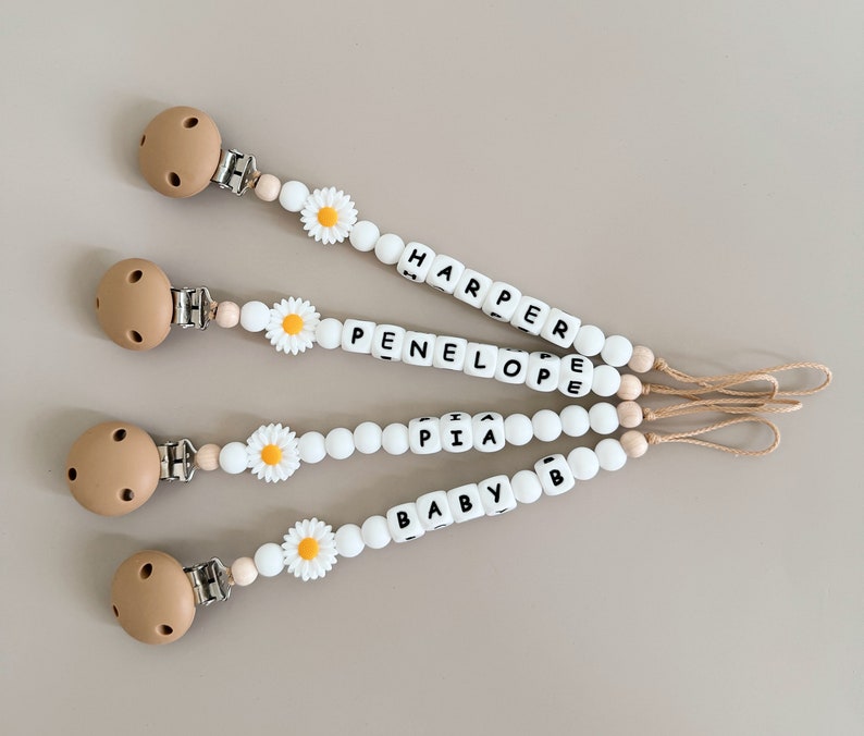 Personalised Daisy Dummy Chain Pacifier Chain Dummy Holder Personalised Dummy Chain zdjęcie 8