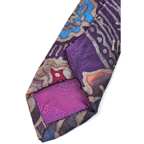 Liberty Of London Silk Tie Abstract Floral Paisley Purple