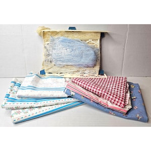 Vintage Floral Stripe Fabric Bundle 5+ Yards Cotton Blend Sewing & Crafting Material