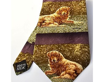 Golden Retriever Silk Tie Endangered Species  Silk "End Of The Season"