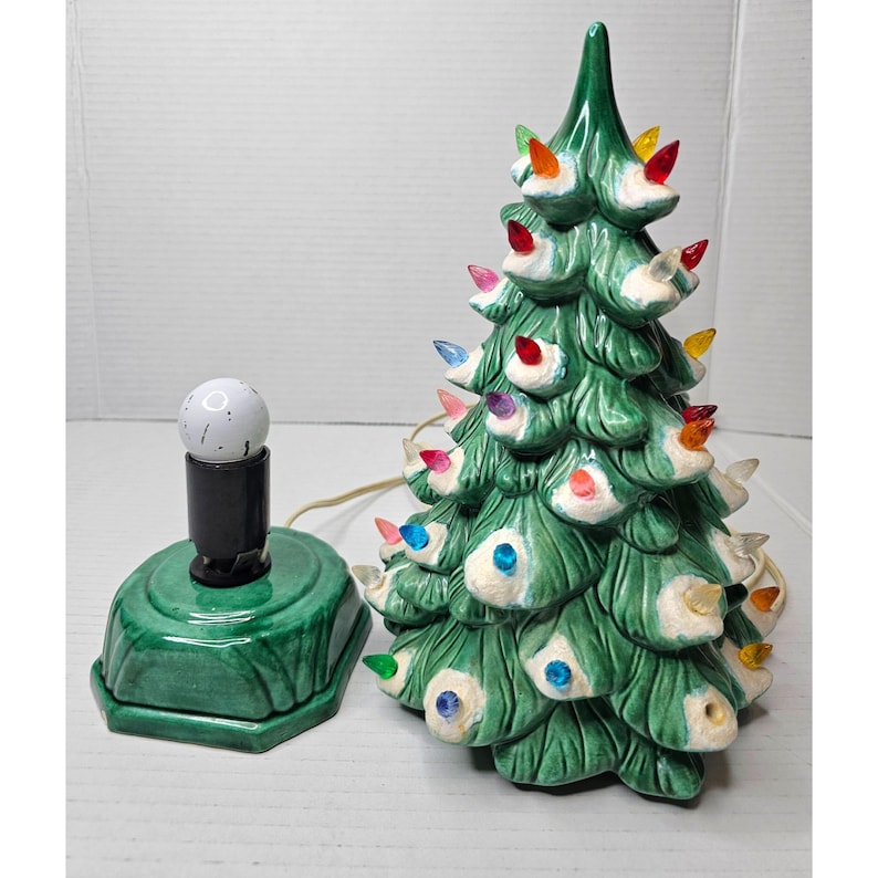 Vintage 70s Ceramic Christmas Tree 11" Light-up With Multicolor Bulbs ...