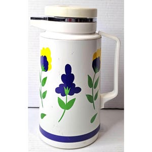 Vintage Floral Thermoskanne 1.0 Liter Mit Deckel & Griff