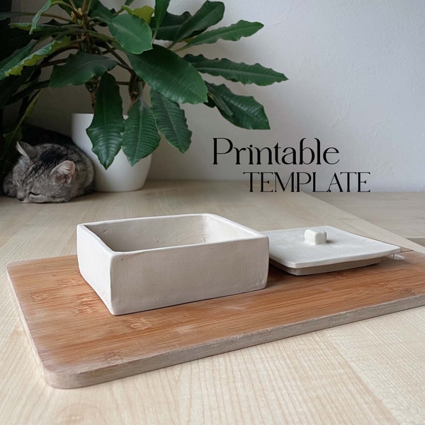 Square Box Template | Ceramics Tools | Slab Building Lidded Jar | Easy DIY Ceramic Pot | Pottery Templates for Slab Building Tutorial