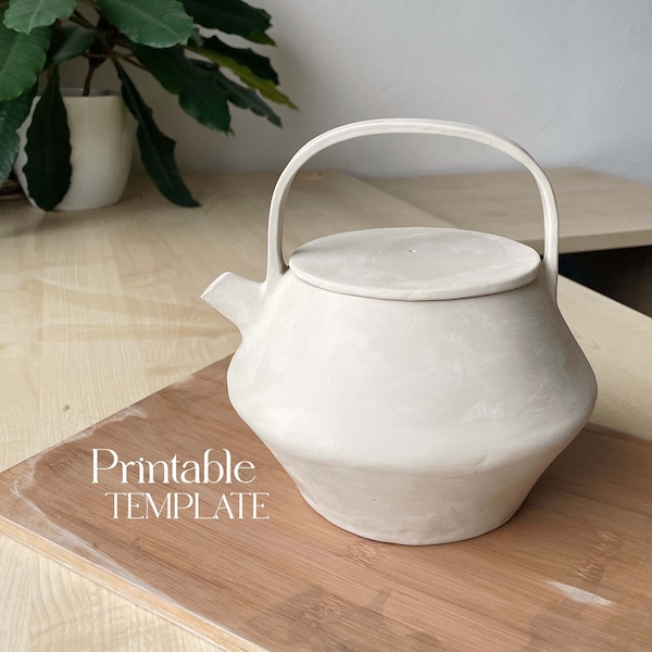 de théière inclinée | Outils pour la céramique | Théière en dalles | Céramique DIY facile | Modèles de poterie pour le didacticiel de construction de dalles