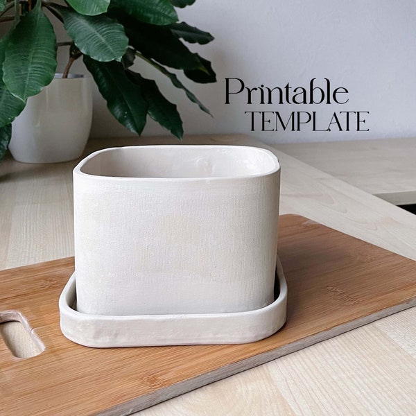 Squared Planter Template | Ceramics Tools | Slab Building Vessel | Easy DIY Ceramic Pot | Pottery Templates for Slab Building Tutorial