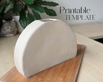 Slab Building Half Moon Vase Template: DIY Ceramics Tutorial (PDF Pattern)