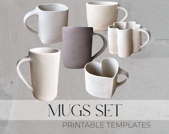 Ceramic Mugs Templates SET: DIY Pottery Slab Building (PDF Download)