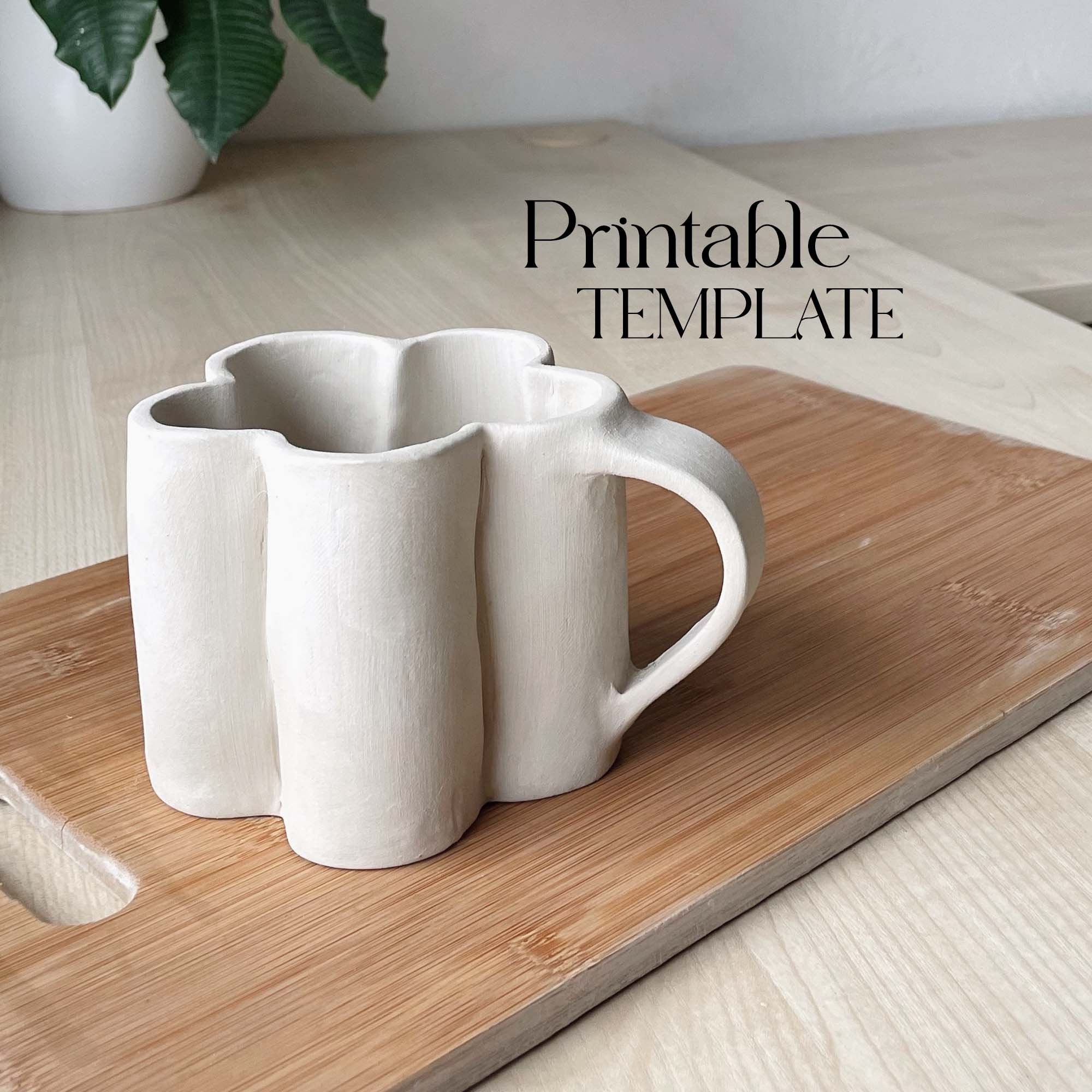 Flower Mug Template Ceramics Tools Slab Building Cup Easy DIY Ceramic ...