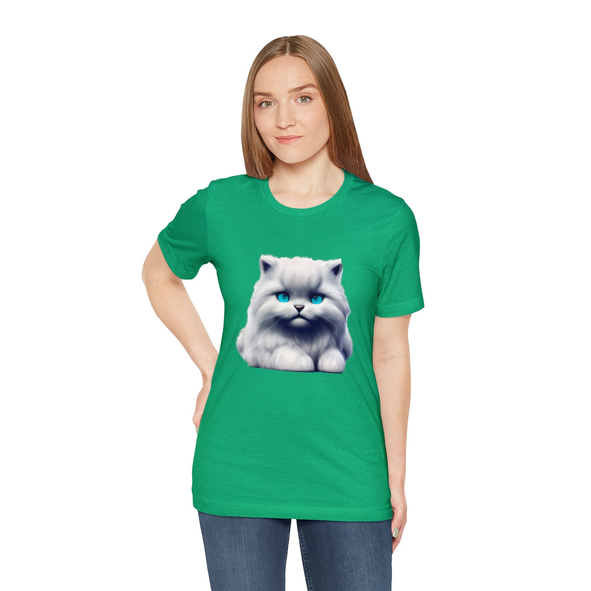 Blue Eyed White Cat Print T-shirt - Etsy
