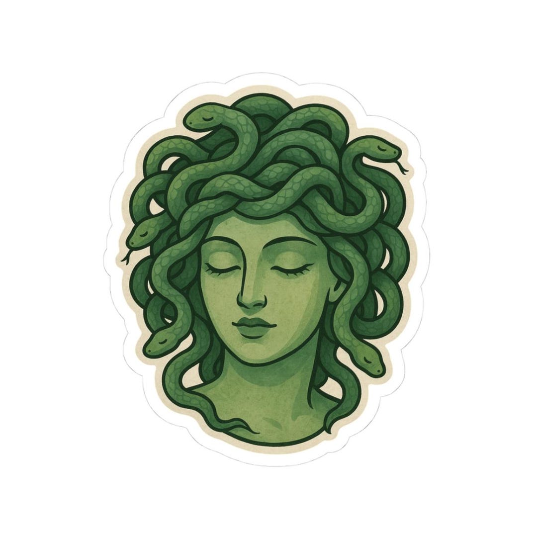 Medusa Kiss-cut Stickers, Green Mythical Art Decals, Laptop, Water ...