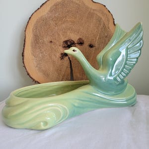 Vintage Beauceware Québec Pottery pale green Swan Planter-Céramique de Beauce 544