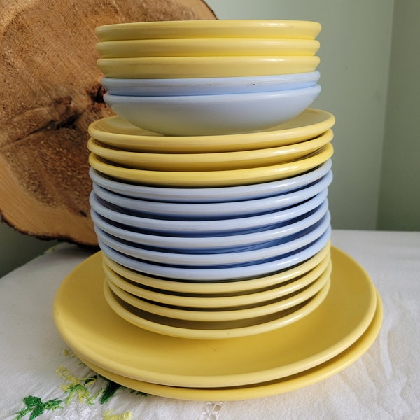 Watertown Lifetime Ware--Yellow and Blue Melamine -- plates