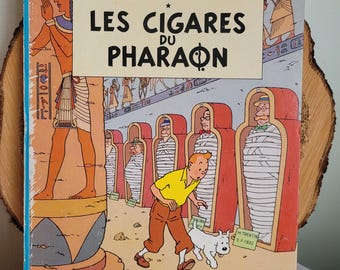 Vintage Hardback Comic book Les aventures de Tintin: les cigares du pharaon-Hergé-Casterman 1960'