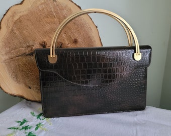 Vintage 70's Dark Brown Textured Cabrelli Evening Purse