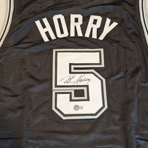 Gesigneerd Robert Horry-shirt met Beckett-sticker, zwart shirt