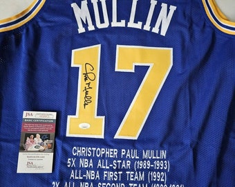 Chris Mullin Autographed and Framed Blue Warriors Jersey