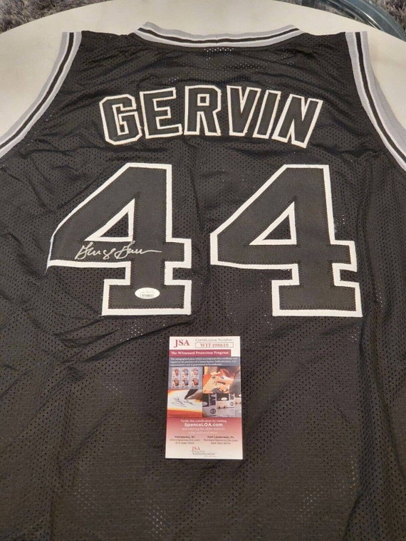 George Gervin Autographed and Framed Black San Antonio Spurs Jersey