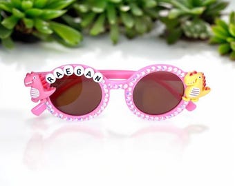 Girls Dinosaur Charm Customized Name Sunglasses Party Favor Kid Dinosaur Gift Accessory