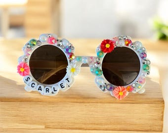 Girls Personalized Rhinestone Flower Sunglasses Multicolor Party Favor