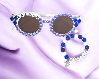 My Little Pony Rarity Sunglasses & Bracelet: Custom Name Party Favor