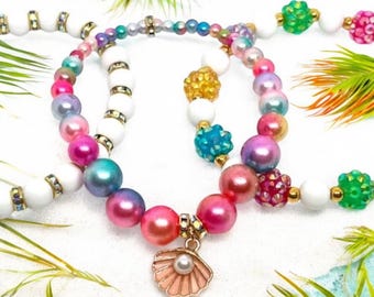 Summer Stretchy Custom Bracelet, Sparkle Rainbow Bracelet, Girls Name Bracelet Bright Colors