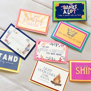 Jeunes femmes, cadeau de camp pour filles, lot de 16 oreillers, camp LDS, étiquettes cadeaux mignonnes, message inspirant, fichier IMPRIMABLE + BONUS !