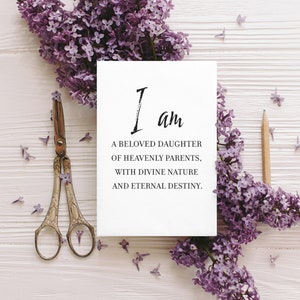 pdf Tema Mujeres Jóvenes, Soy una hija amada, Tarjetas Imprimibles, Descarga Digital, tema yw DESCARGA INSTANTÁNEA, Tema YW