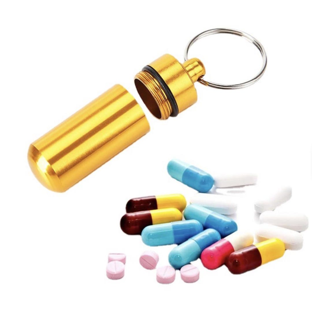 Portable Aluminum Storage Bottle Capsule Shaped Waterproof Pill Box ...