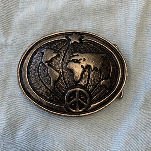 Vintage Belt Buckle Peace Sign