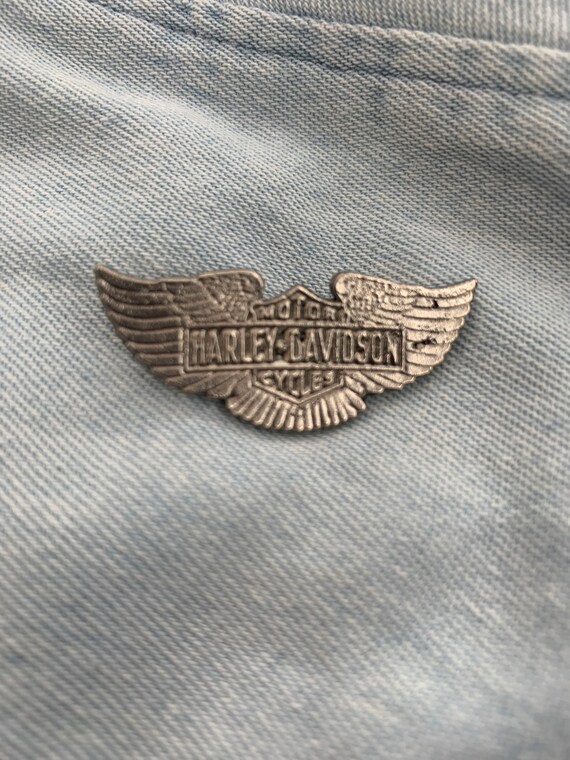 Broche Vintage Moto Harley Davidson – Métal, Couleur Marron, Occasion, Pour Collection Ou Veste