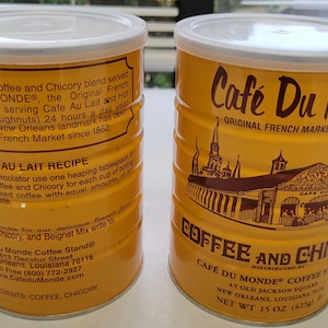 2 boîtes de café vides Cafe du monde avec couvercles parfaites pour l'artisanat et l'art vintage LIVRAISON GRATUITE