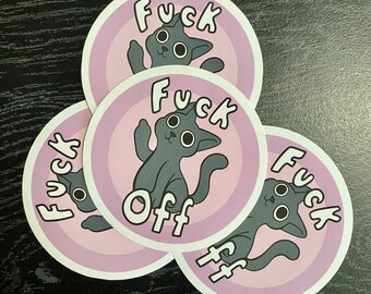 F Off Cat Vinyl Sticker