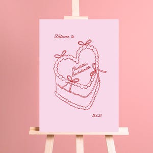 Bridal Shower Welcome Sign: Vintage Cake Illustration (Canva Digital Download)