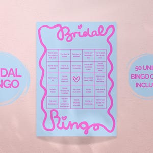 50 tarjetas de bingo para despedidas de soltera, azules y rosas, para imprimir, para editar con Canva, juego sucio, juego de despedida de soltera, ideas para despedidas de soltera
