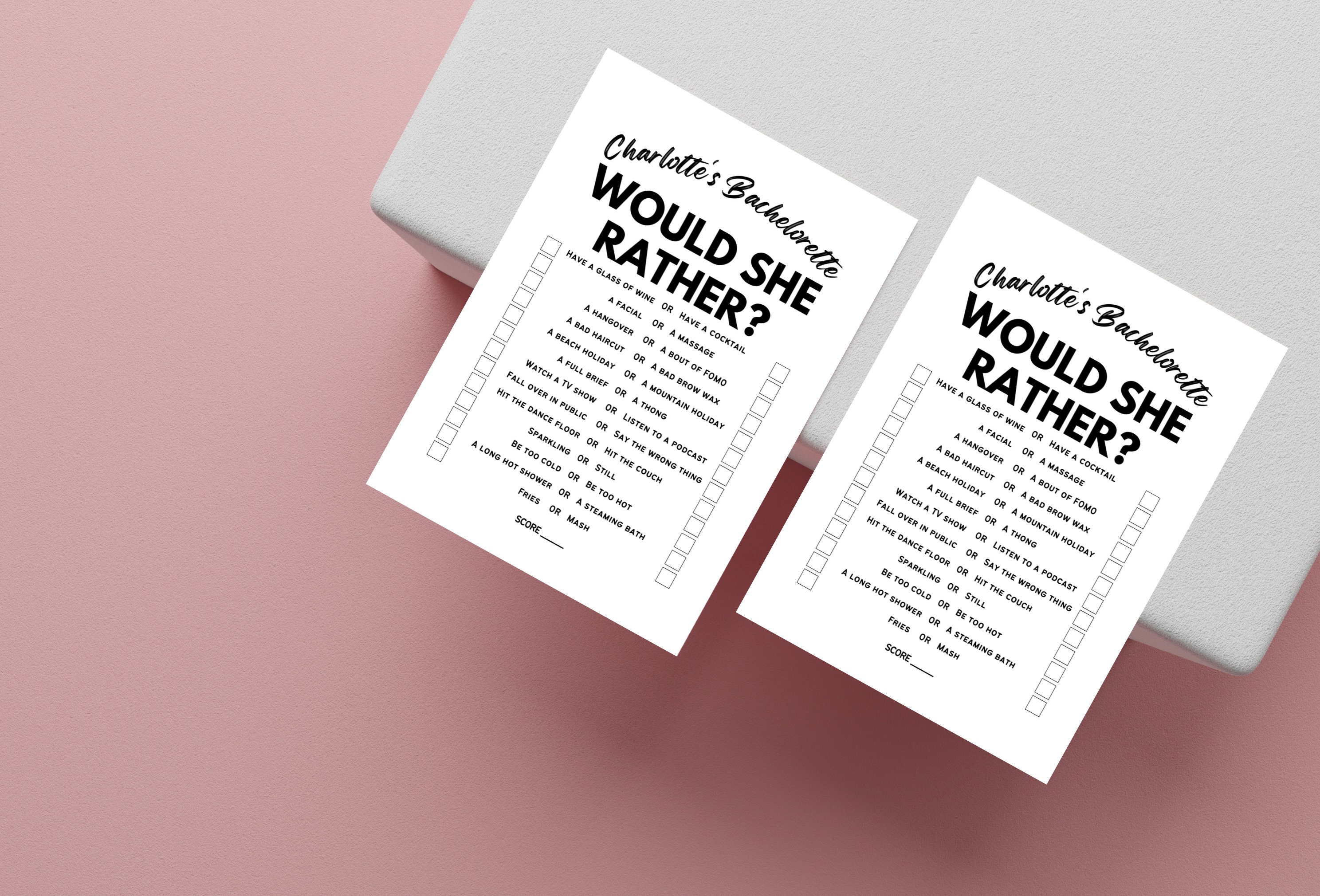 Would She Rather Game, Printable, Minimalist, Edit With Canva ...