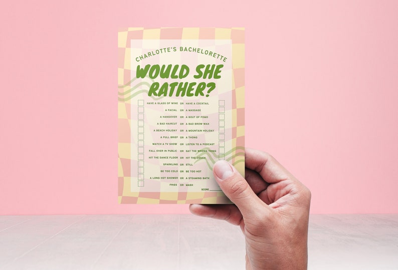 Would She Rather Game, Hen Party Game, Bridal Shower Games, Maximalist