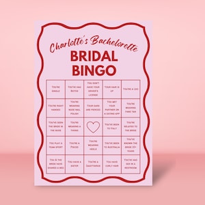 50 vrijgezellenbingospelkaarten, roze en rood, afdrukbaar, bewerken met canva, Dirty Game, kippenfeestspel, ideeën voor vrijgezellenfeesten