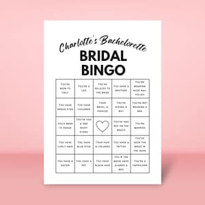 50 tarjetas de bingo para despedidas de soltera, diseño minimalista, imprimibles, editadas con Canva, juego sucio, juego de despedida de soltera, ideas para despedidas de soltera