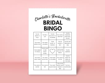 Bachelorette Bingo Game: Minimalist Bridal Shower, Hens Party (Printable Canva Template)