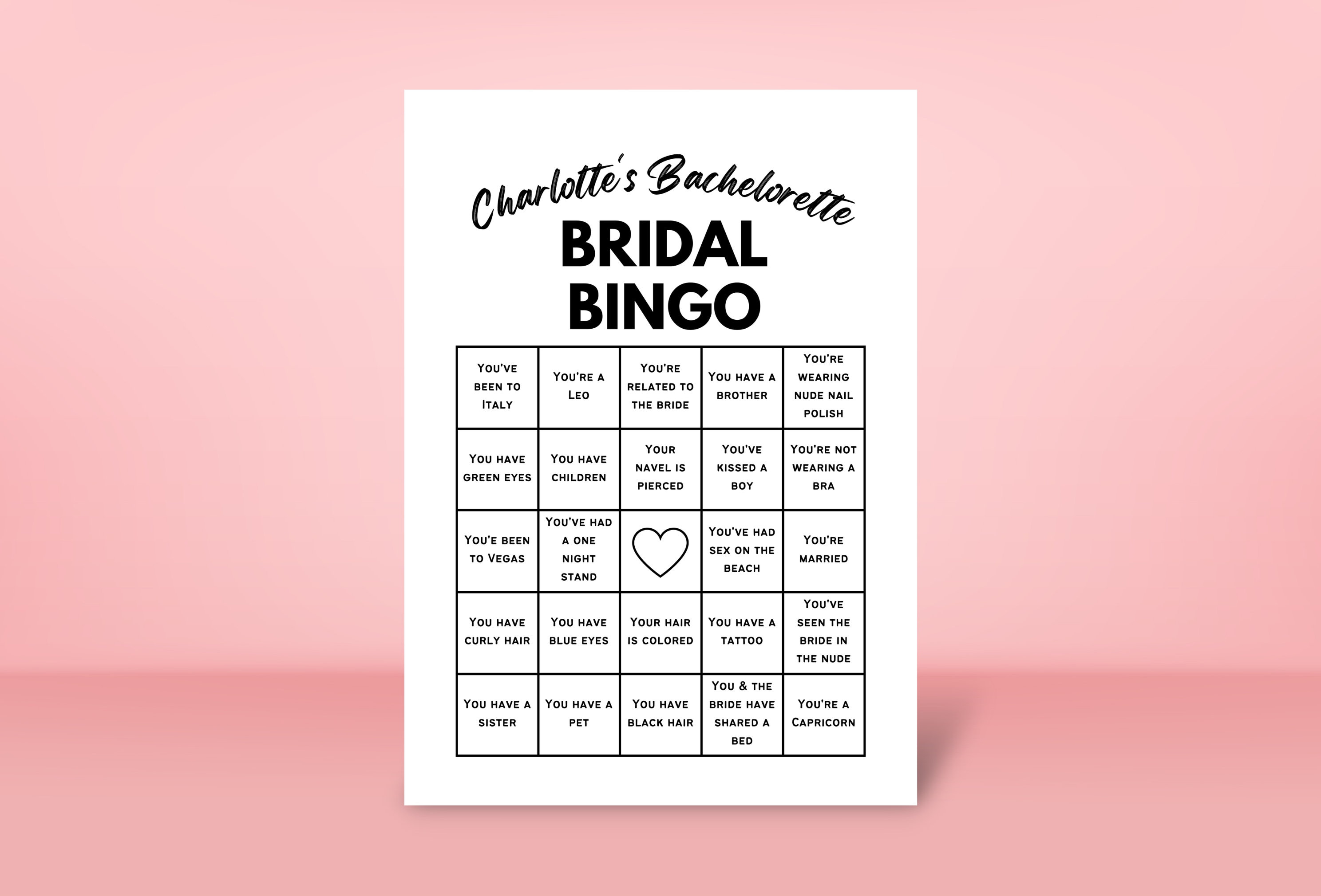 50 Bachelorette Bingo Game Cards, Minimalist Design, Printable, Edit With  Canva, Dirty Game, Hens Party Game, Bridal Shower Ideas - Etsy