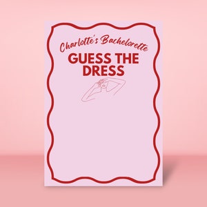 Guess The Dress Game, Sketch The Dress Game, Hen Party Game, Pink & Red, Dirty Game, Instant Download, Canva, Bachelorette Party Game, Hens